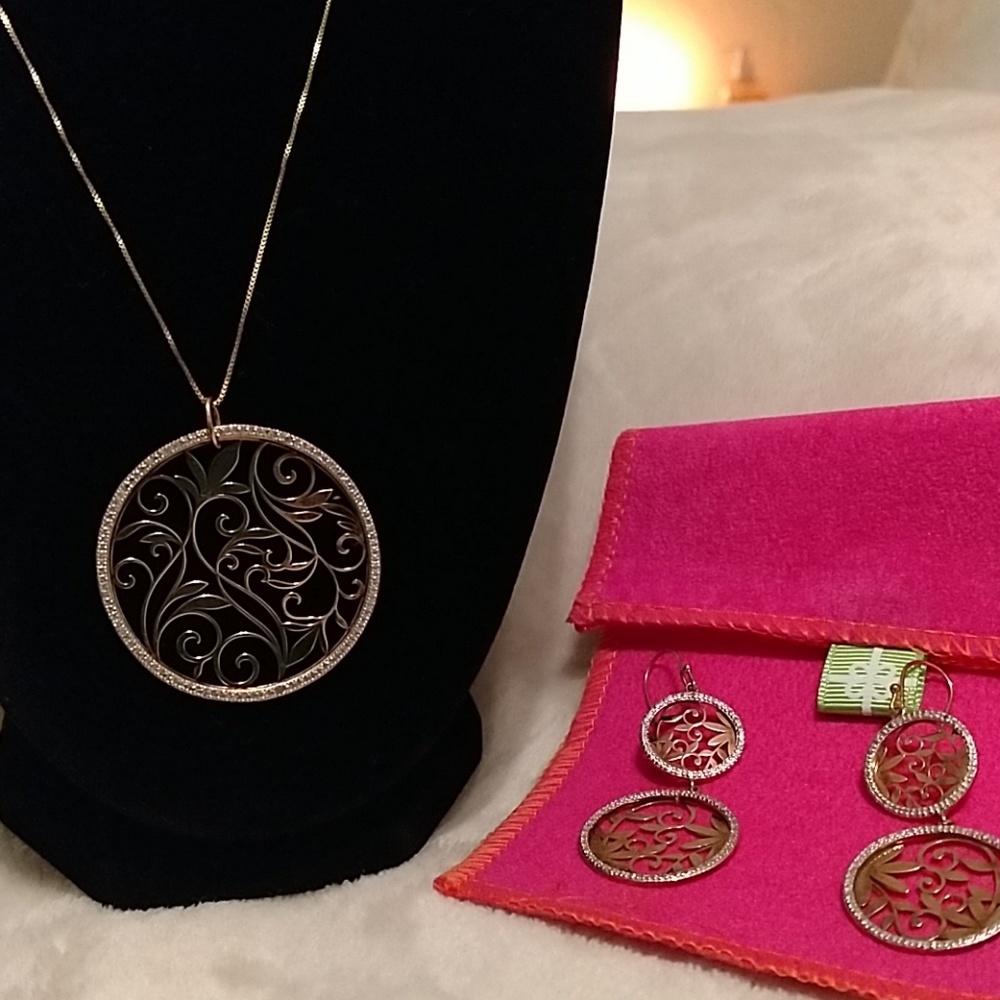 2 tone gold over silver necklace and earrings